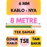 Öznur 6 mm Nya Kablo Metre Seçenekli (Sarı-Yeşil) - 8 METRE