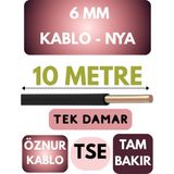 Öznur 6 mm Nya Kablo Metre Seçenekli (Siyah) - 10 METRE
