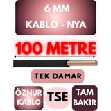Öznur 6 mm Nya Kablo Metre Seçenekli (Siyah) - 100 METRE