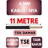 Öznur 6 mm Nya Kablo Metre Seçenekli (Siyah) - 11 METRE