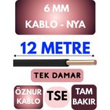 Öznur 6 mm Nya Kablo Metre Seçenekli (Siyah) - 12 METRE
