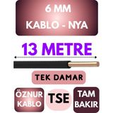 Öznur 6 mm Nya Kablo Metre Seçenekli (Siyah) - 13 METRE