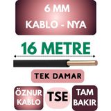 Öznur 6 mm Nya Kablo Metre Seçenekli (Siyah) - 16 METRE