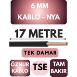 Öznur 6 mm Nya Kablo Metre Seçenekli (Siyah) - 17 METRE
