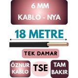 Öznur 6 mm Nya Kablo Metre Seçenekli (Siyah) - 18 METRE
