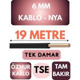Öznur 6 mm Nya Kablo Metre Seçenekli (Siyah) - 19 METRE