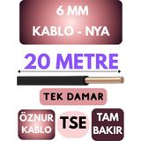 Öznur 6 mm Nya Kablo Metre Seçenekli (Siyah) - 20 METRE
