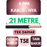 Öznur 6 mm Nya Kablo Metre Seçenekli (Siyah) - 21 METRE