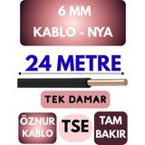Öznur 6 mm Nya Kablo Metre Seçenekli (Siyah) - 24 METRE