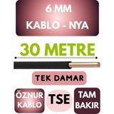 Öznur 6 mm Nya Kablo Metre Seçenekli (Siyah) - 30 METRE