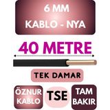 Öznur 6 mm Nya Kablo Metre Seçenekli (Siyah) - 40 METRE