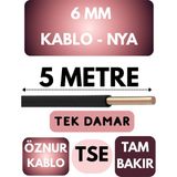 Öznur 6 mm Nya Kablo Metre Seçenekli (Siyah) - 5 METRE