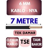 Öznur 6 mm Nya Kablo Metre Seçenekli (Siyah) - 7 METRE