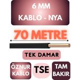 Öznur 6 mm Nya Kablo Metre Seçenekli (Siyah) - 70 METRE
