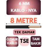 Öznur 6 mm Nya Kablo Metre Seçenekli (Siyah) - 8 METRE