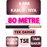 Öznur 6 mm Nya Kablo Metre Seçenekli (Siyah) - 80 METRE
