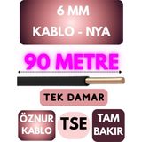 Öznur 6 mm Nya Kablo Metre Seçenekli (Siyah) - 90 METRE