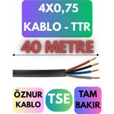 Öznur Kablo 4x0,75 Ttr Kablo Metre Seçenekli (Siyah) - 40 METRE