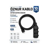 Öznur Kablo Seyyar Uzatma Kablosu 10 Metre Ttr 3x1,5 Mm %100 Tam Bakır Kablo Seldur 3'lü Kauçuk Grup Priz Orel Kauçuk Fiş Ip54 Ip44 10 M