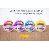Ozon Askılı Koku Giderici Blok 50 gr Tuvalet ve Banyo Koku Önleyici 4 Adet
