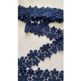 Ozpas Güpür Şerit Lacivert Çiçekli Dantel Dikiş Elbise Süsleme Nakış 7cm 3 Metre