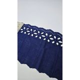 ÖZPAŞ TEKSTİL VE AKSESUAR Fisto Güpür Lacivert Çiçekli Şerit 12cm 2 Metre Elbise Kıyafet Süsleme Dikiş