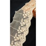 ÖZPAŞ TEKSTİL VE AKSESUAR Güpür Fransız Dantel Sarı-turuncu Renk Tül Üstüne Işlemeli 6 Cm X 3 Mt.