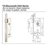 Özruh T3-E-40-WC 40 mm Krom T3 Eko Kare 23 mm Ayna Banyo Kilidi