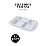 ÖzSa Home 12 Adet Kırılmaz Self Servis Tabldot Otel Okul Yemekhane Için 5 Bölmeli Melamin Yemek Tabağı