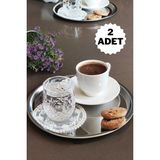ÖzSa Home 2 Adet 21,5 cm Paslanmaz Çelik Sunum Tabağı Tepsisi - Gümüş