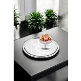 ÖzSa Home 2 Parça Sunum Seti Çelik 21cm Yuvarlak Çay Kahve Servis Sunum Tepsisi ve Lokumluk Dondurmalık
