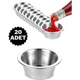 ÖzSa Home 20 Adet Burger Yanı Sosluk Paslanmaz Çelik Reçellik Çerezlik Kahve Yanı Lokumluk