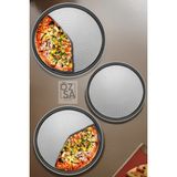 ÖzSa Home 3'lü Delikli Pizza Tepsisi Lahmacun Pide Tepsisi 28 - 32 - 36CM 3 Parça Çelik Pizza Tepsisi - Gümüş