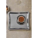 ÖzSa Home 4 Adet Lüx Gümüş Shiny Servis Sunum Tepsisi 21X19 cm - Krom