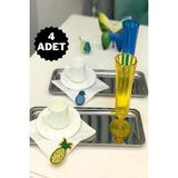 ÖzSa Home 4'lü Lüx Çelik Dikdörtgen Servis Sunum Tepsisi 33X13 cm - Gümüş