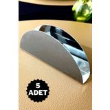 ÖzSa Home 5 Adet Krom Lüx Mat Peçetelik Kafe Restaurant Lokanta Için Paslanmaz Çelik Metal Peçetelik