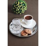 ÖzSa Home 6 Adet Paslanmaz Çelik Yuvarlak Servis Tabağı Sunum Tepsisi 21,5cm - Gümüş