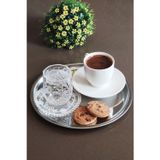 ÖzSa Home 6 Adet Paslanmaz Çelik Yuvarlak Servis Tabağı Sunum Tepsisi 21,5cm
