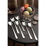ÖzSa Home 6 Kişilik Paslanmaz Çelik Kalp Şekilli Dondurma Kaşığı Seti 18CM Şık Tasarım - Çok Renkli