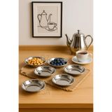 ÖzSa Home 6'lı Çerezlik ve Kahvaltılık Tabak Dekoratif Sunum Tepsi Paslanmaz Çelik 12 cm Reçellik