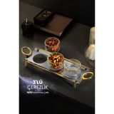 ÖzSa Home Anes 3'lü Çerezlik Kulplu Ikramlık Sunumluk 18/10 Paslanmaz Çelik Elysia Kase Ikramlık Reçellik - Sarı