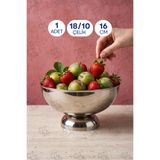 ÖzSa Home İnci 16cm 18/10 Çelik Büyük Sunumluk Sofra Sunum Çerezlik Meyvelik Salata Kase Ayaklı Kase 16cm