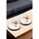 Özsa Home Kahve Sunum Seti Çelik 21 Cm Yuvarlak Çay Kahve Servis Sunum Tepsisi Ve Lokumluk Dondurmalık - 4 Parça