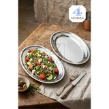 ÖzSa Home Ovalis 2'li Çelik Meyve Salata Meze Tabağı Servis Sunum Parlak Kayık Tabak Seti No: 4