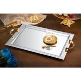 ÖzSa Home Tiamo Celine Premium 18/10 Paslanmaz Çelik Sunum Tepsisi Kulplu Söz Nişan Servis Çay Tepsi - Gold