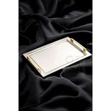 ÖzSa Home Tiamo Mira Premium 18/10 Paslanmaz Çelik Sunum Tepsisi Kulplu Söz Nişan Servis Çay Tepsi - Gold