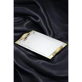 ÖzSa Home Tiamo Ottoman Premium 18/10 Paslanmaz Çelik Sunum Tepsisi Kulplu Söz Nişan Servis Çay Tepsi - Gold