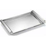 ÖzSa Home Tiamo Xlarge Premium 18/10 Paslanmaz Çelik Sunum Tepsisi Kulplu Söz Nişan Servis Çay Tepsi - Gümüş