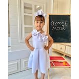 Özşe Moda Beyaz Scuba Tek Omuz Çiçekli Elbise