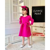 Özşe Moda Fuşya Scuba Karpuz Kol Elbise - 0 - 1 Yaş - Fuşya - Pembe